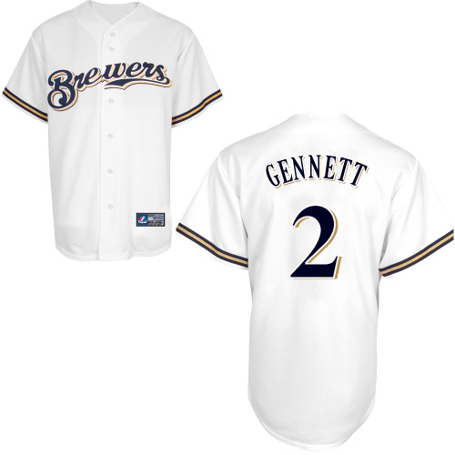 Scooter Gennett #2 Youth Baseball Jersey-Milwaukee Brewers Authentic Home White Cool Base MLB Jersey